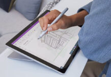 Person drawing something on a Microsoft Surface with Surface Pen.