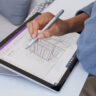 Person drawing something on a Microsoft Surface with Surface Pen.