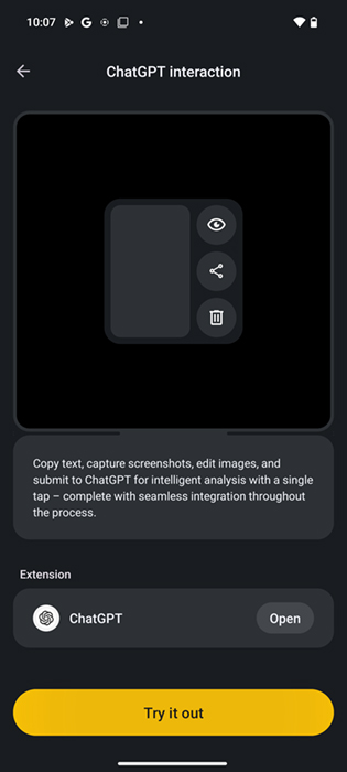 Nothing Phone 3 screenshot showing ChatGPT interaction setup.
