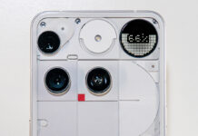 View of top half of back of Nothing Phone (3) in white.