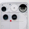 View of top half of back of Nothing Phone (3) in white.