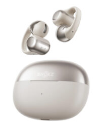 OpenDots ONE de Shokz en gris avec étui fermé et écouteurs sortis.