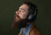 Musician Post Malone wearing Sony WH-1000XM6 ANC headphones.
