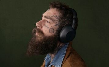 Musician Post Malone wearing Sony WH-1000XM6 ANC headphones.