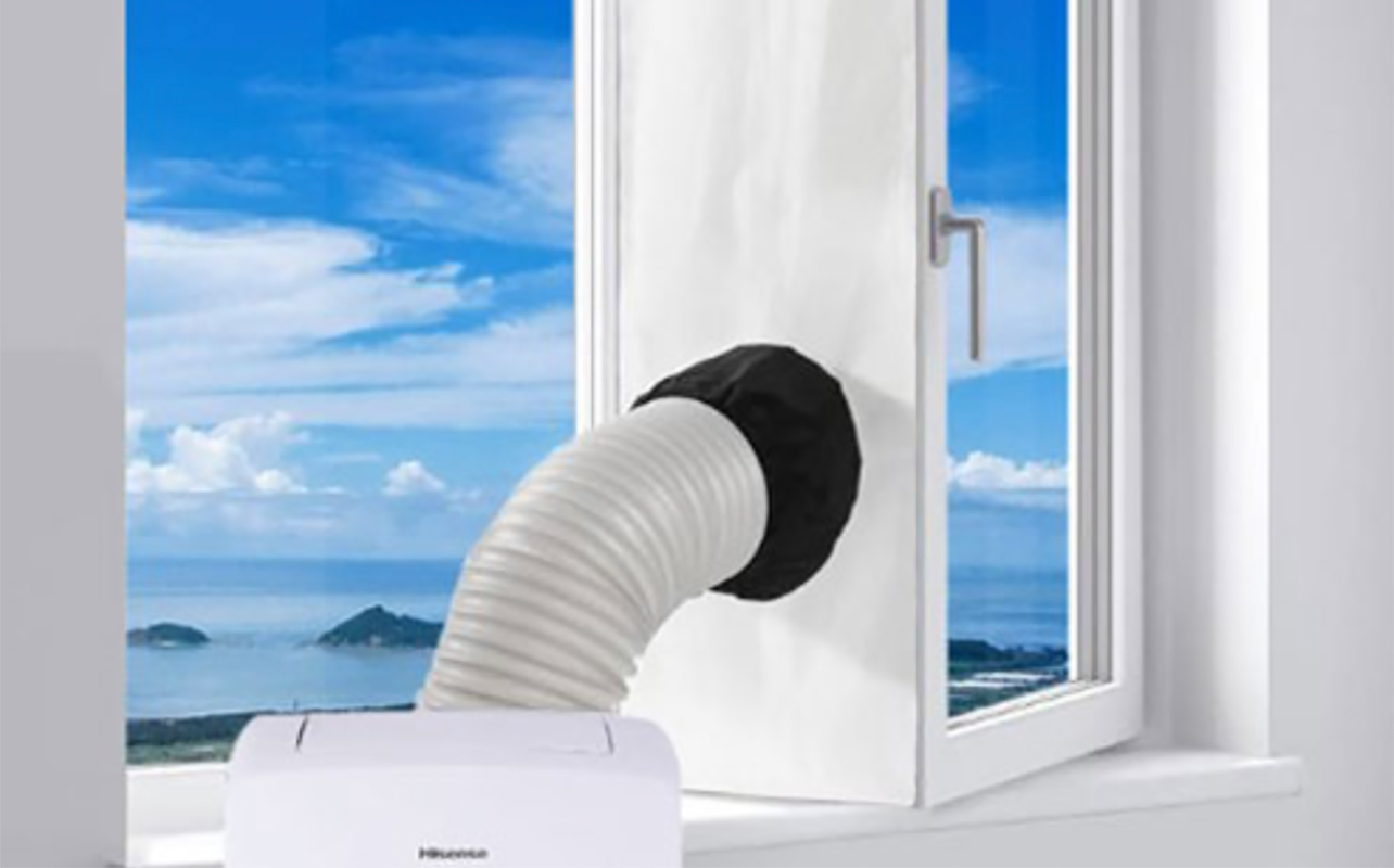 A close up of the hose in a Hisense 3-in-1 portable air conditioner - Leaking Air Conditioner
