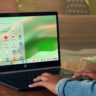 HP Chromebook open showing home screen with app tray open.