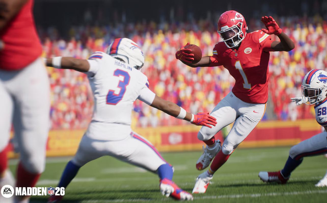 Xavier Worthy from the Kansas City Chiefs and Damar Hamlin from the Buffalo Bills in Madden NFL 26.