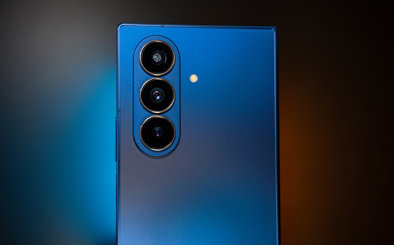 The back of the Samsung Galaxy Z Fold7 on a darker background.