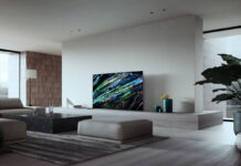 A Sony Bravia QD-OLED TV in a living room.