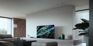 A Sony Bravia QD-OLED TV in a living room.