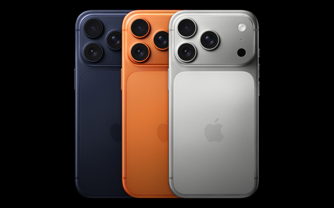 iPhone 17 Pro lineup of colours on black background.