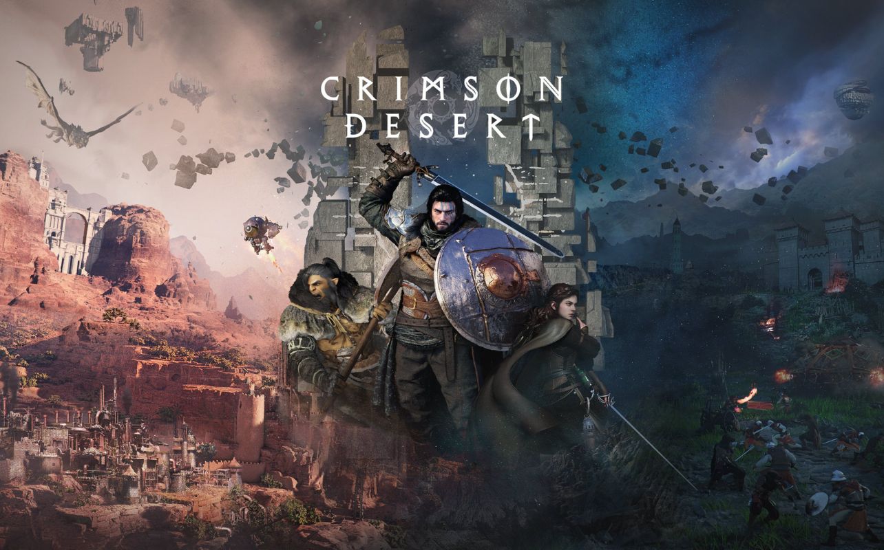 Illustration de la pochette de Crimson Desert.