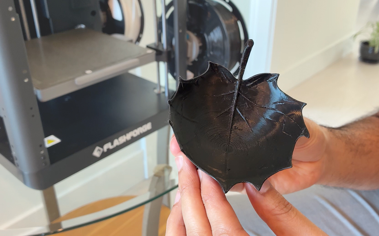 Black 3D-printed leaf bowl