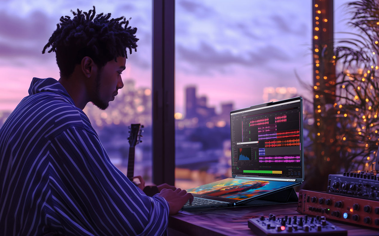 Man working on laptop