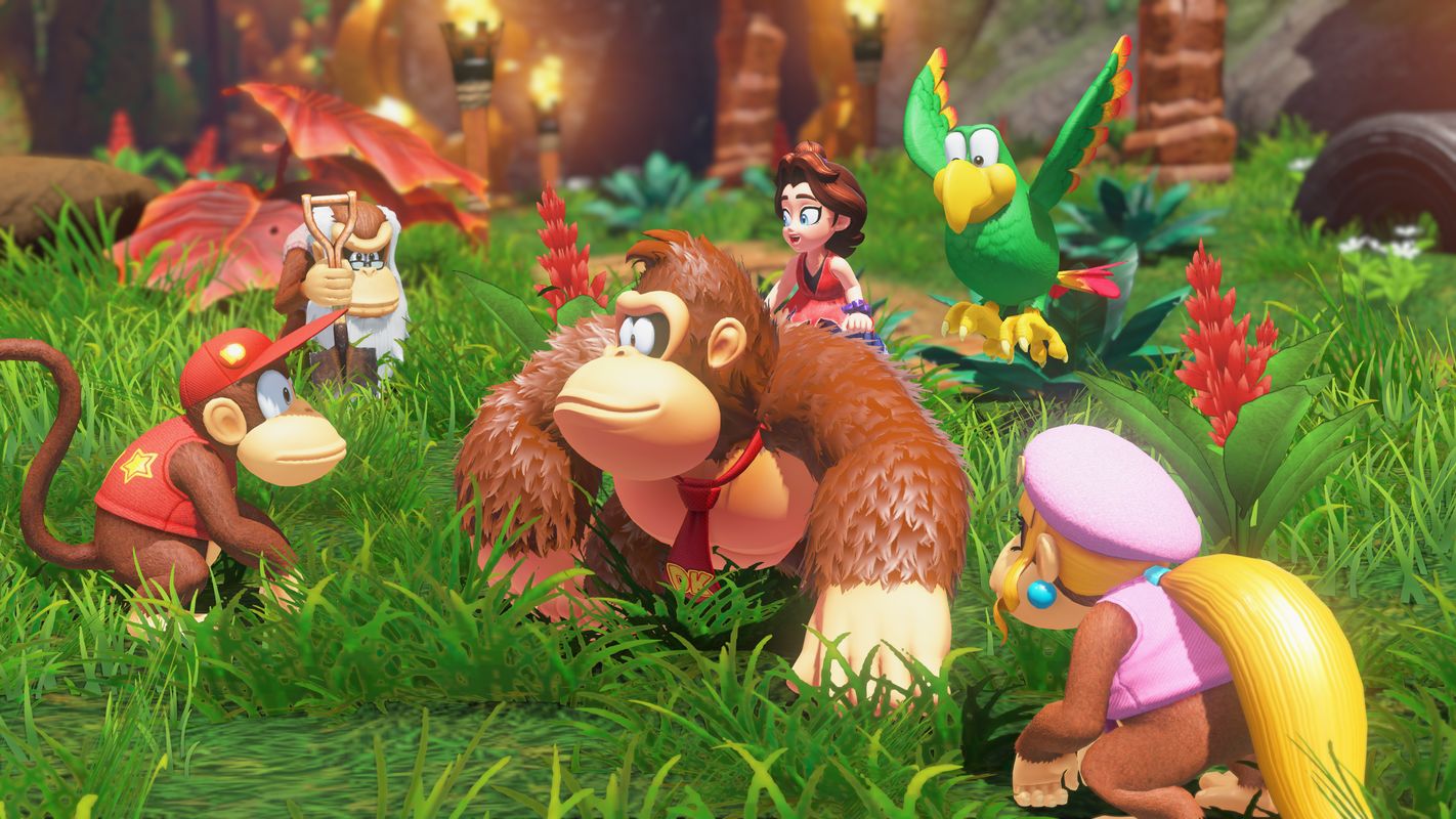 Capture d'écran du DLC Île de DK et Course aux émeraudes pour Donkey Kong Bananza, présenté lors du Nintendo Direct de spetmebre 2025