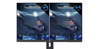 Side-to-side difference in response time on a gaming monitor.