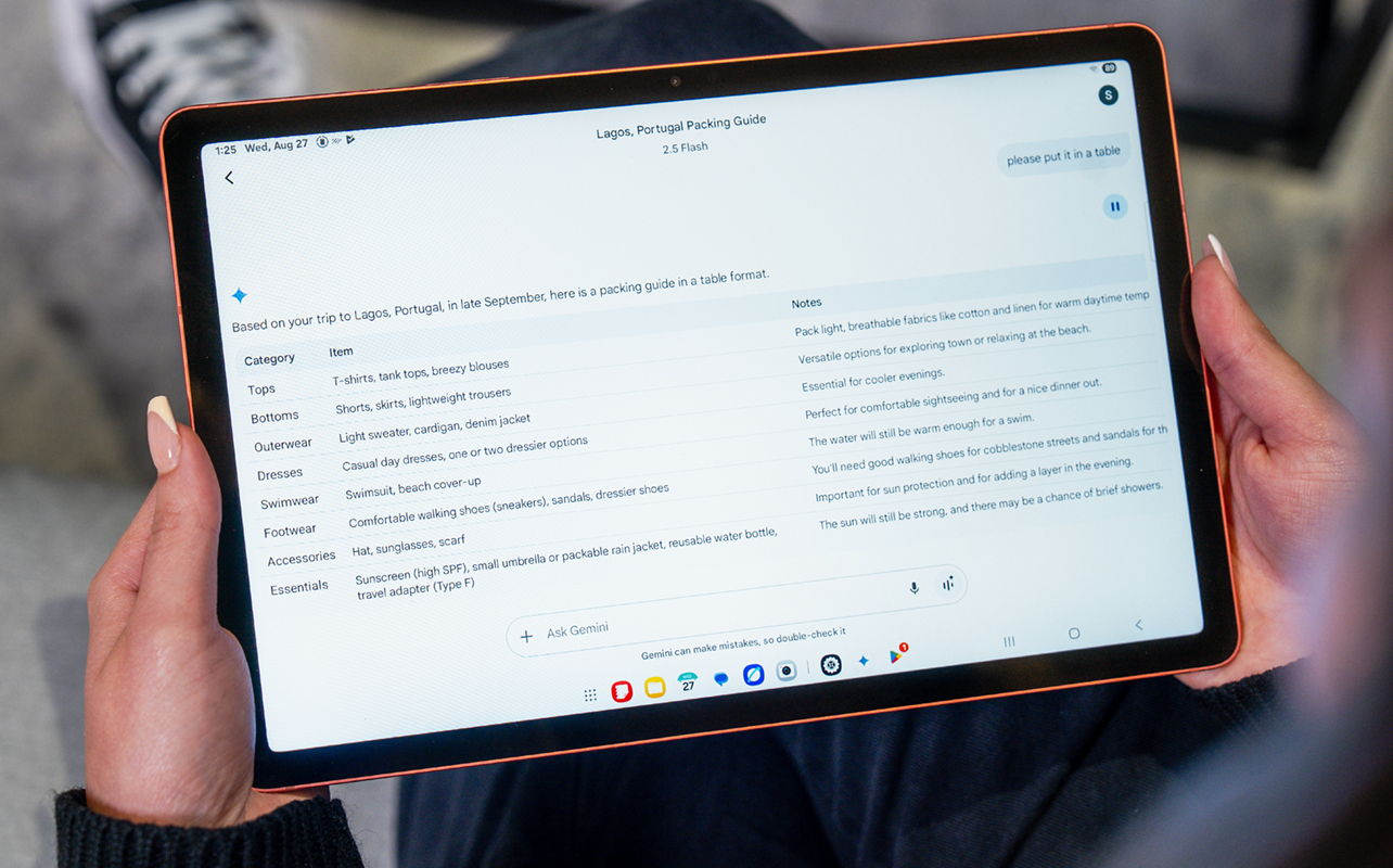 Google Gemini at work on a Samsung Galaxy Tab S10 Lite.