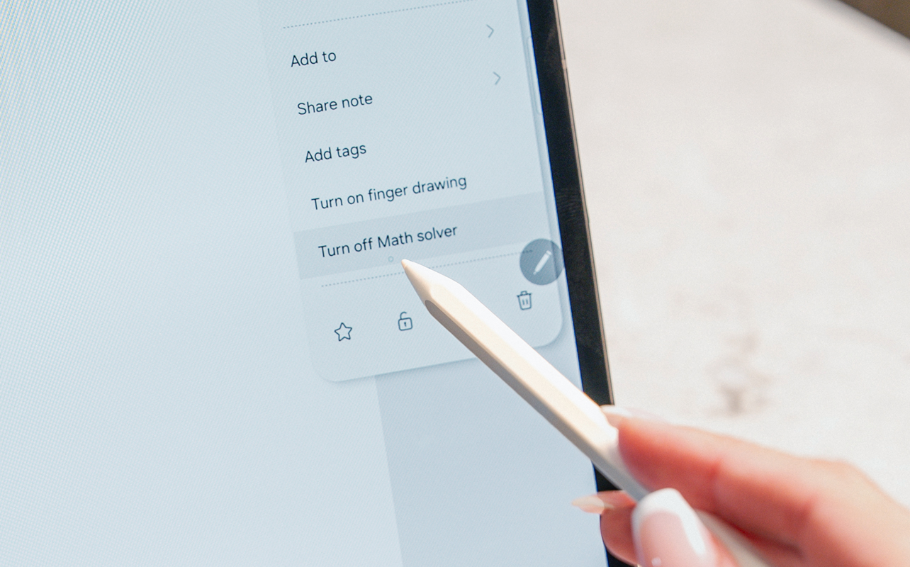 Math Solver option in Samsung Notes.