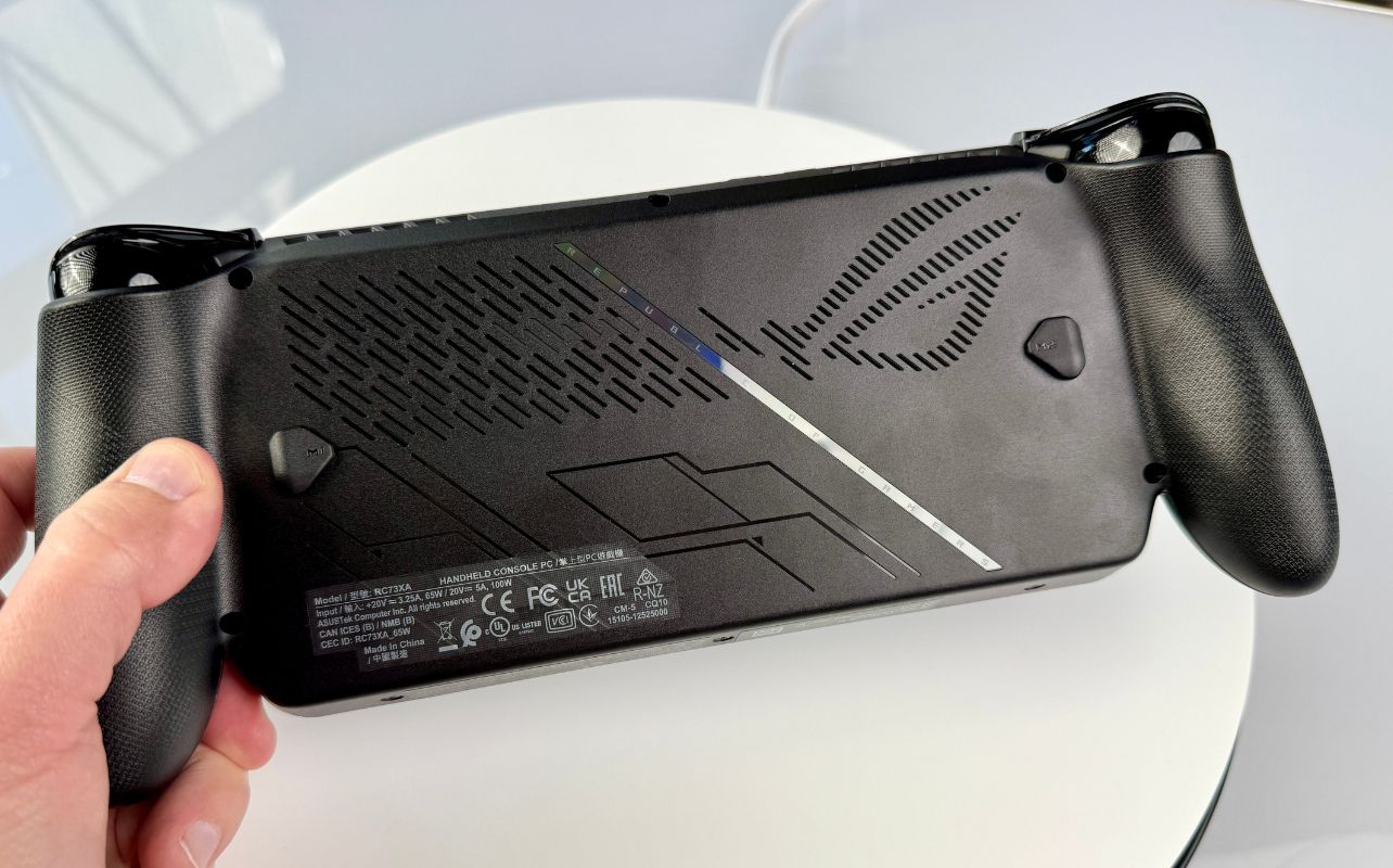 The back of the ASUS ROG Xbox Ally X.