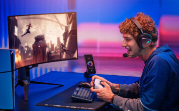 Man playing on a PlayStation 5 wearing a gaming headset.