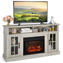 Costway 58 Fireplace TV Stand W: 1400W Electric Fireplace for TVs up to 65 Inches