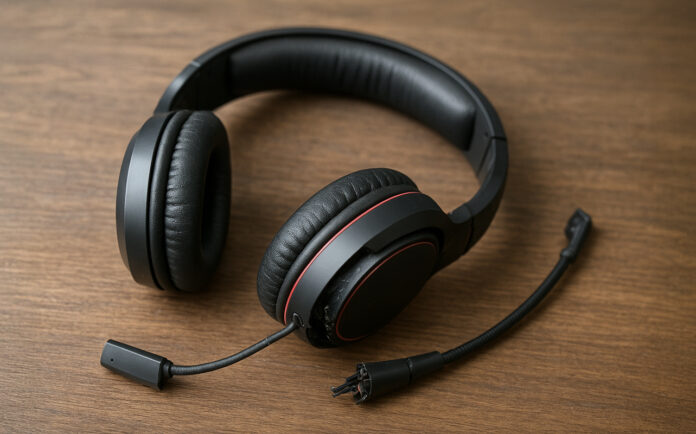 Don’t rage, repair! Simple DIY fixes for a gaming headset that stopped working Broken gaming headset lying on a table.