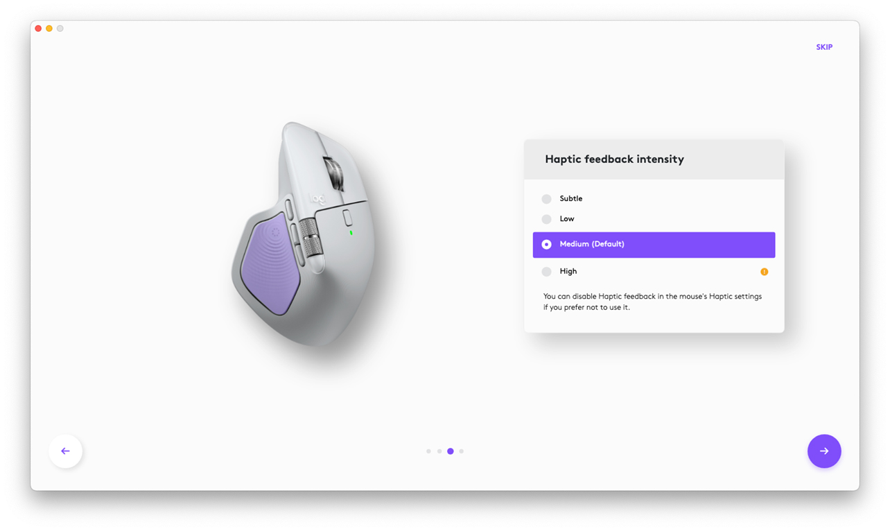 Logitech MX Master 4 haptics setup.