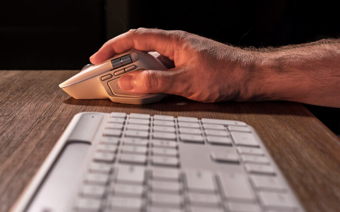 This Logitech keyboard + mouse combo wield real productivity power Logitech MX Master 4 and Signature Slim Solar+ K980 profile view from the side.