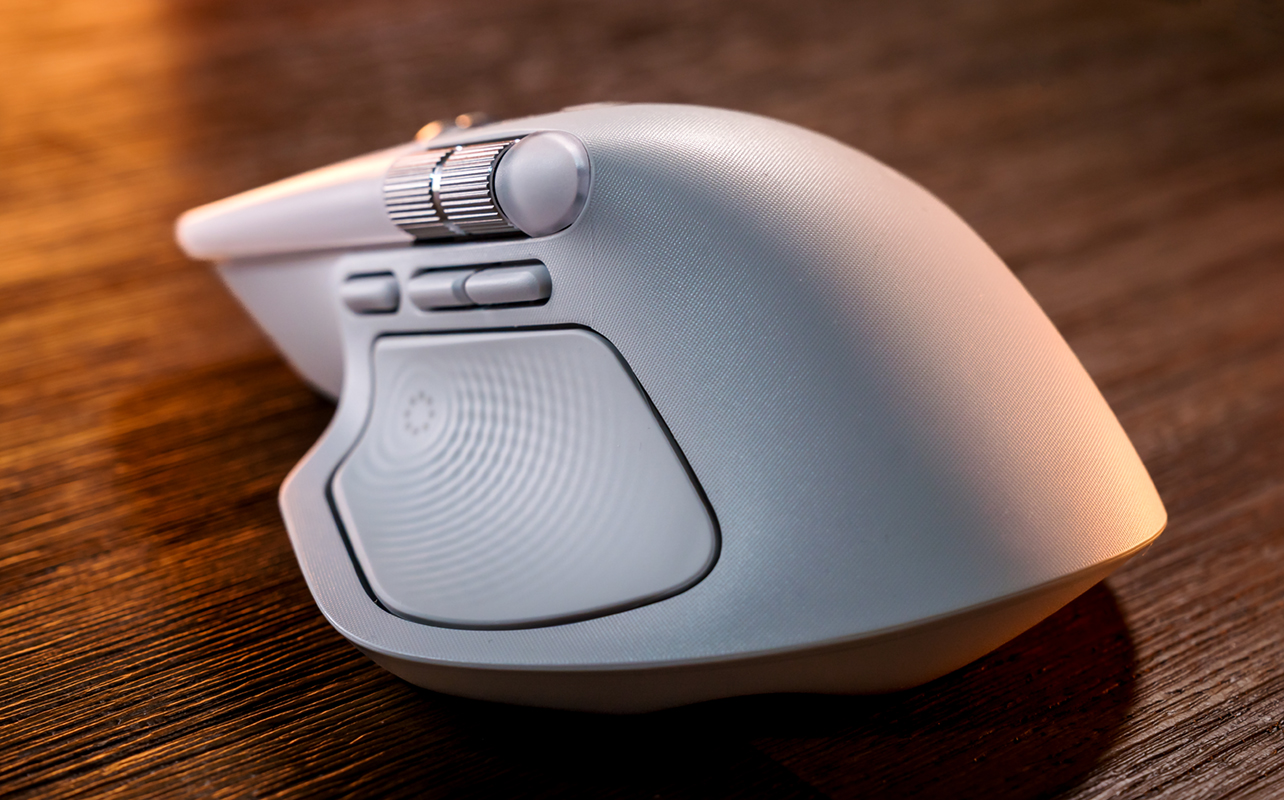 Logitech MX Master 4 side view with haptics.