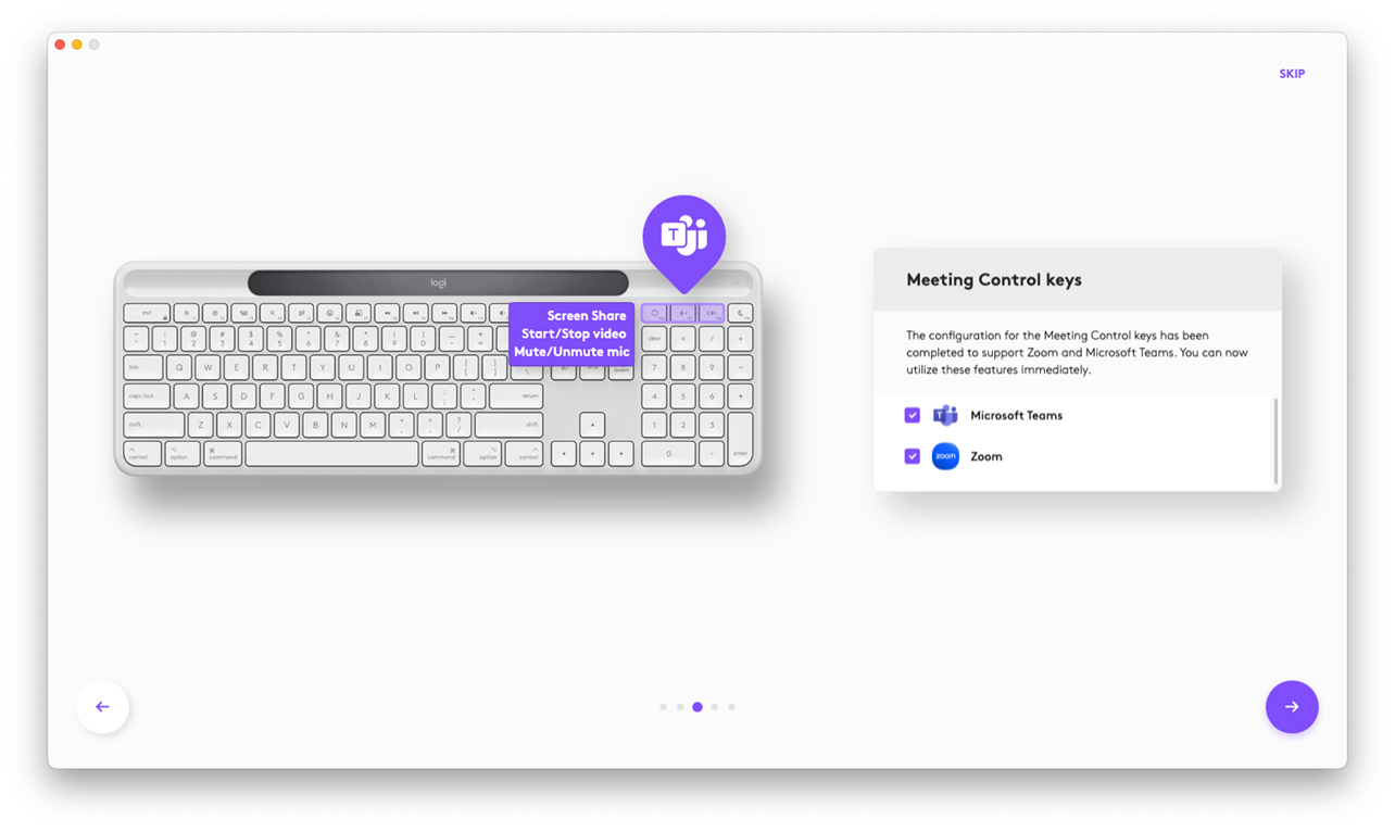 Logitech Signature Slim Solar+ K980 keyboard setup in Logi Options+.