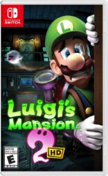 Luigi’s Mansion 2 HD cover art with a frighten character on the cover.
