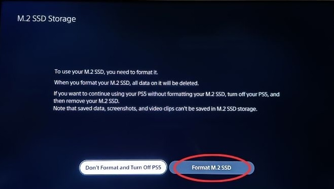 Final screen of PS5 new SSD format process.