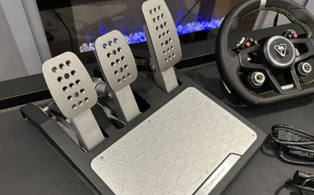 pedals on a table with wheel.