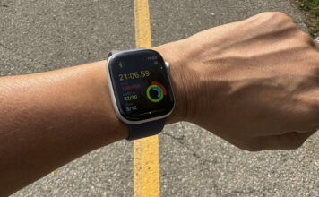 Apple Watch Series 11 on a wrist logging a walking workout.