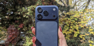 iPhone 17 Pro in front of Fall foliage.