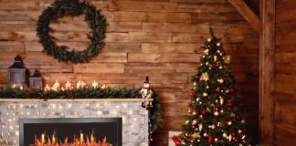 2025 New Litedeer Homes Latitude II 58-inch Wall-Mounted Smart Electric Fireplace with Crackling Sounds, Multi-Flame Style, APP Reflective Amber Glass - ZEF58VA