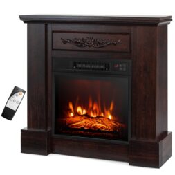 Costway 32 Electric Fireplace Mantel TV Stand Space Heater w:Remote Control 1400W