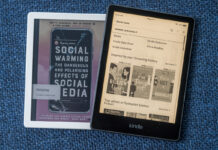 Kobo vs Kindle: finding the perfect eReader gift in Canada Kobo Libra Colour next to Kindle Paperwhite eReader.