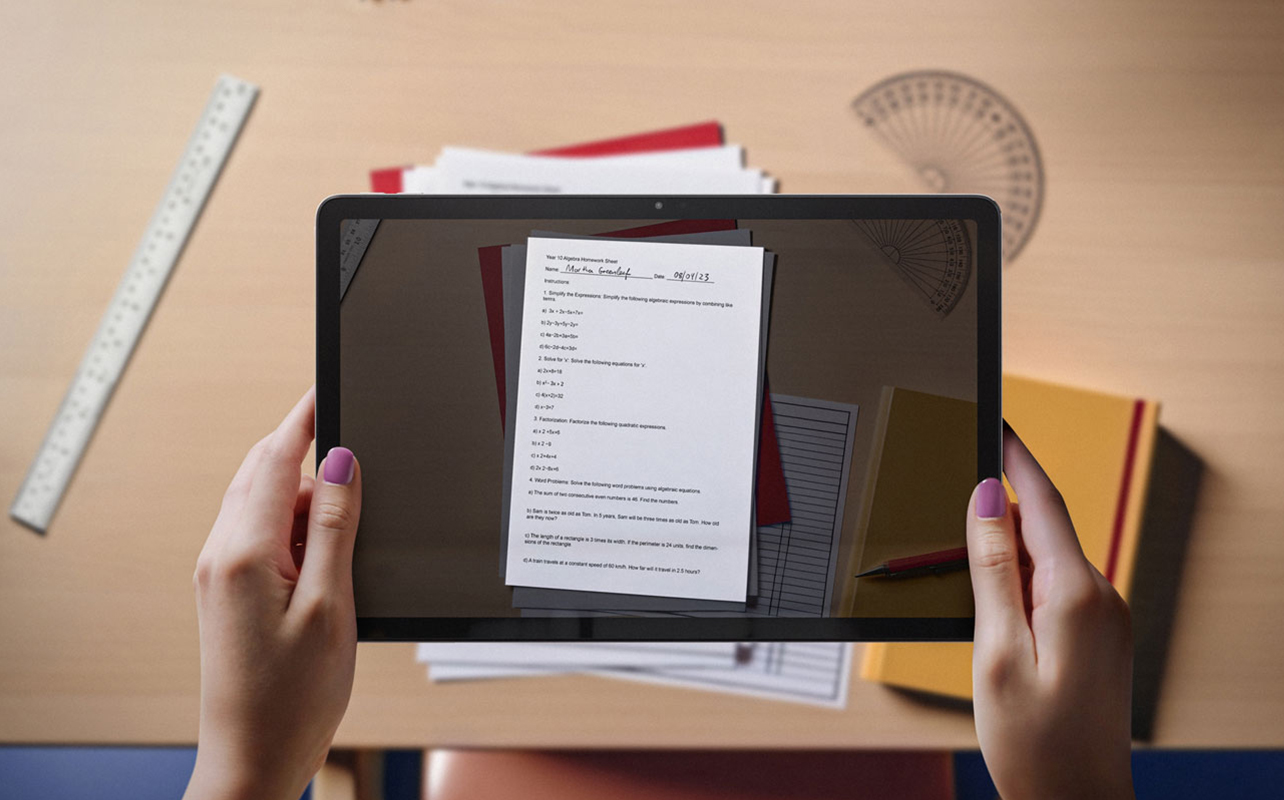 Scanning homework on lenovo tablet