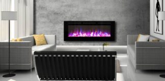 Paramount 50 Electric Wall-Mounted Fireplace - 5000 BTU - Black