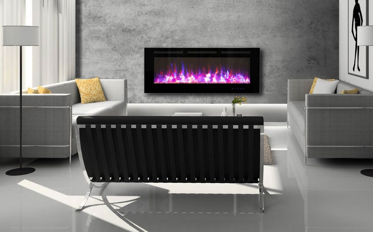 Paramount 50 Electric Wall-Mounted Fireplace - 5000 BTU - Black