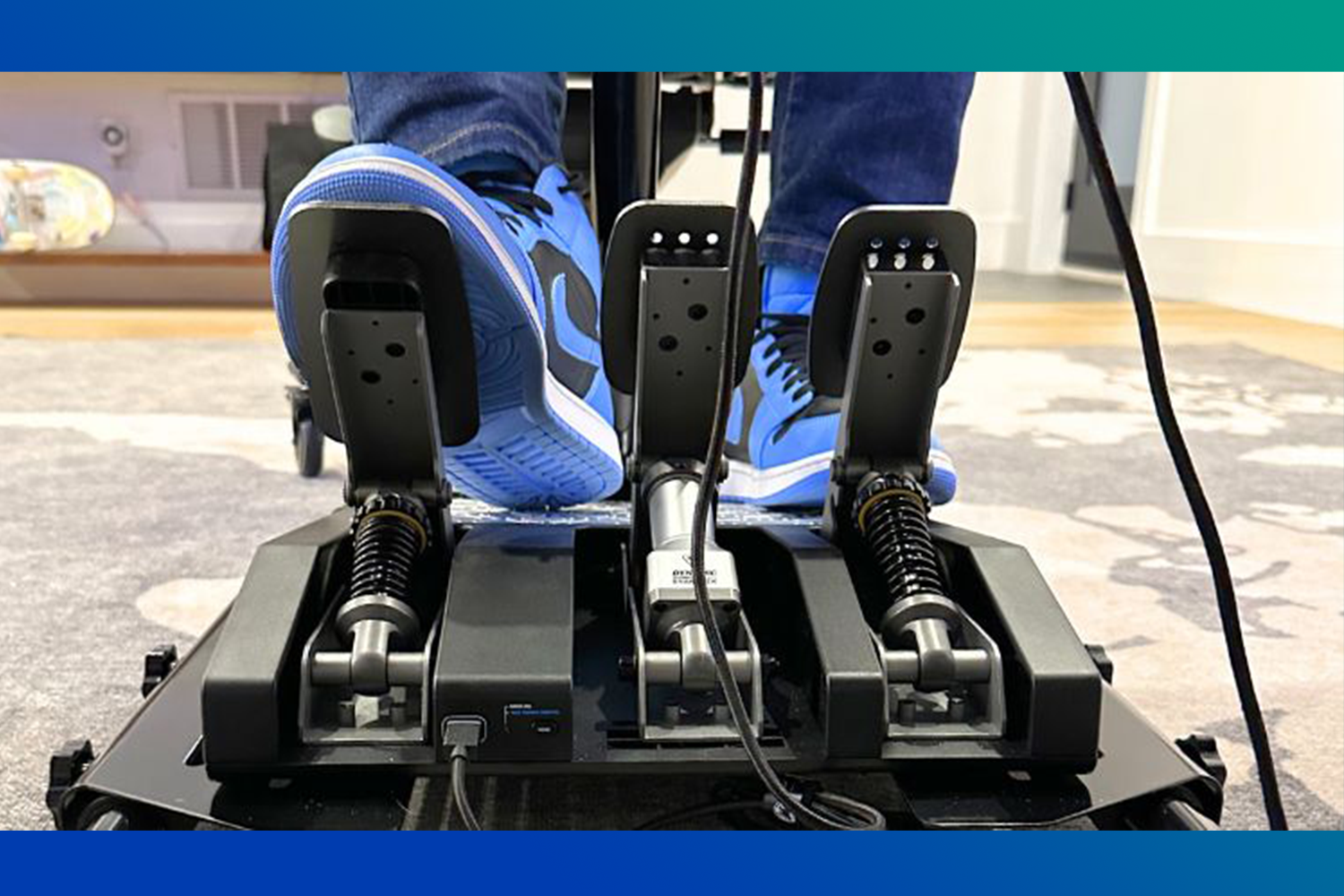 Logitech pedals used with light blue shoes