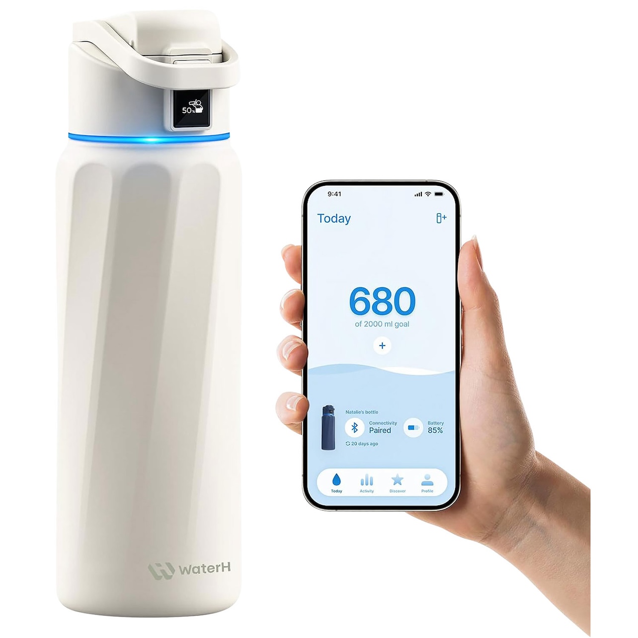 WaterH Boost 32oz Smart Bottle - White
