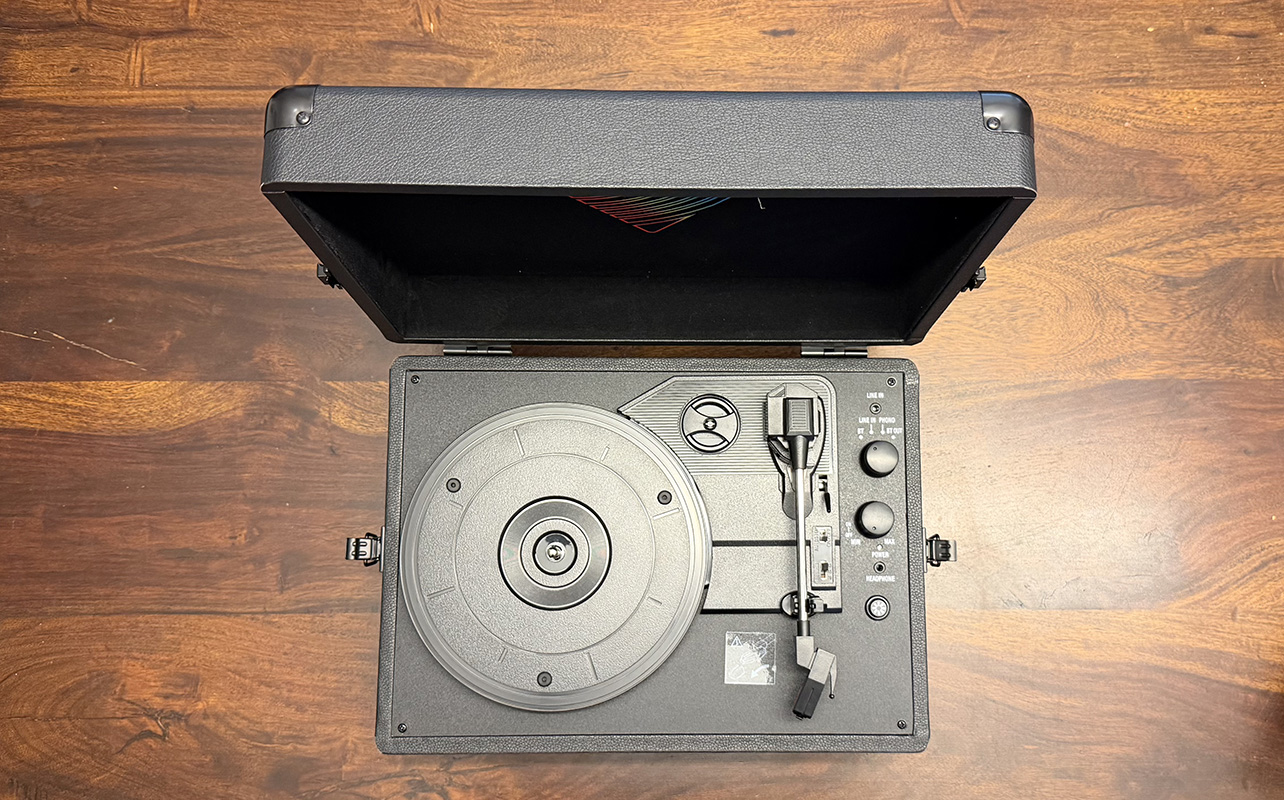 Overhead view of the Victrola Journey Glow record player
