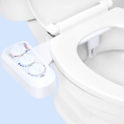 Valentine's Day gift - Hot and Cold Water Toilet Bidet, Self Cleaning Dual Nozzle Non-Electric Mechanical Bidet Toilet Attachment with Adjustable Water Pressure and Temperature