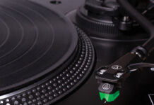 Close up shot of the Audio Technica AT-LP120XUSB turntable