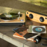 A House of Marley Stir It Up turntable with a speaker.