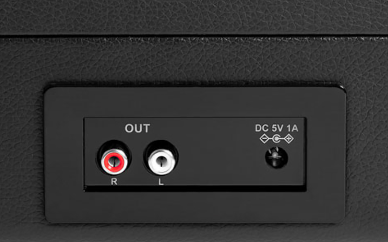 The back of a Victrola Journey record player.