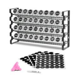 VEVOR 18x11 in Spice Rack Organizer for Cabinet, Spice Organizer with 36 Empty Spice Jars, Lids, Spice Labels, and Funnel Complete Set, Seasoning Organizer for Countertop, Kitchen