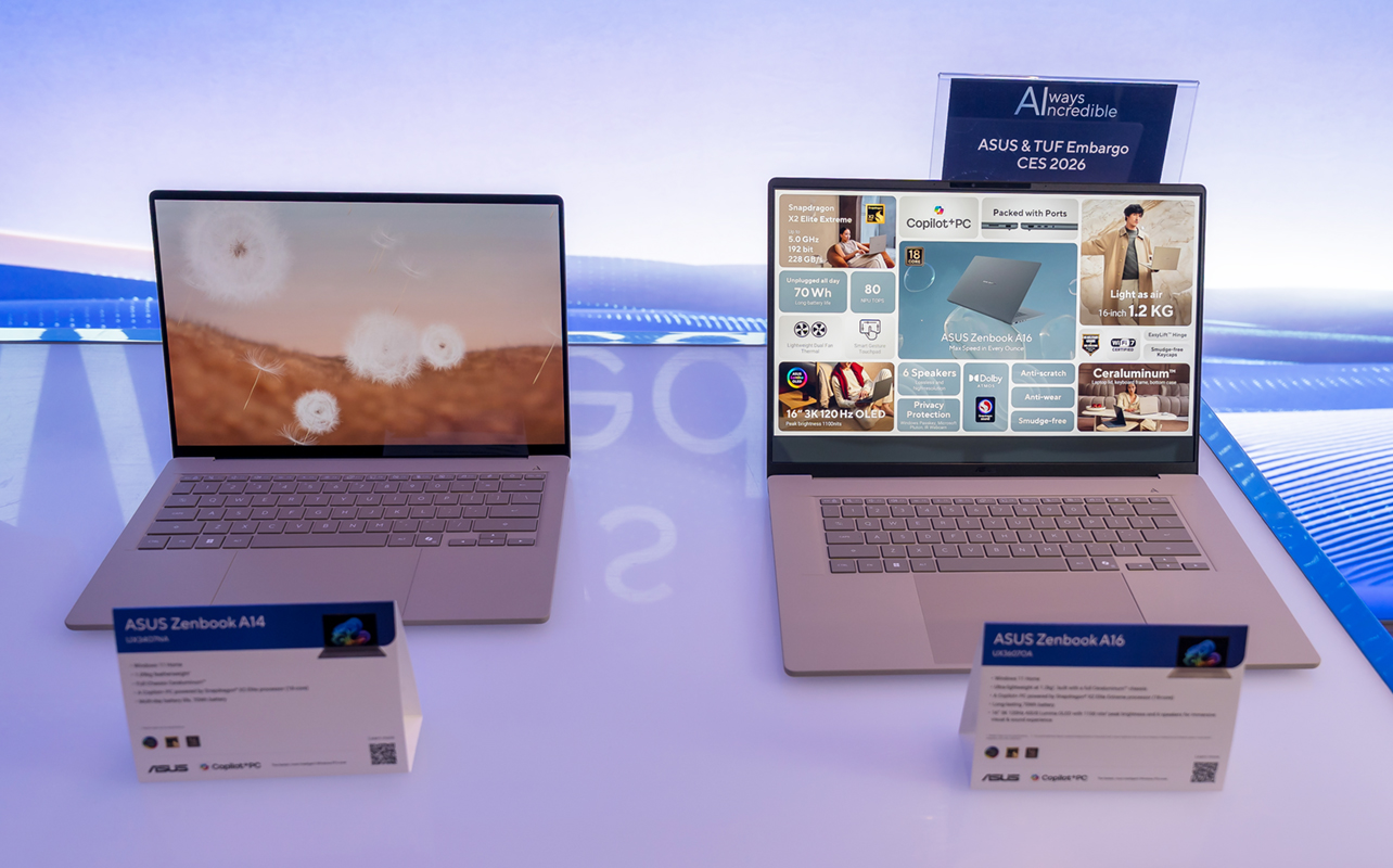 ASUS Zenbook A14 and A16 together.